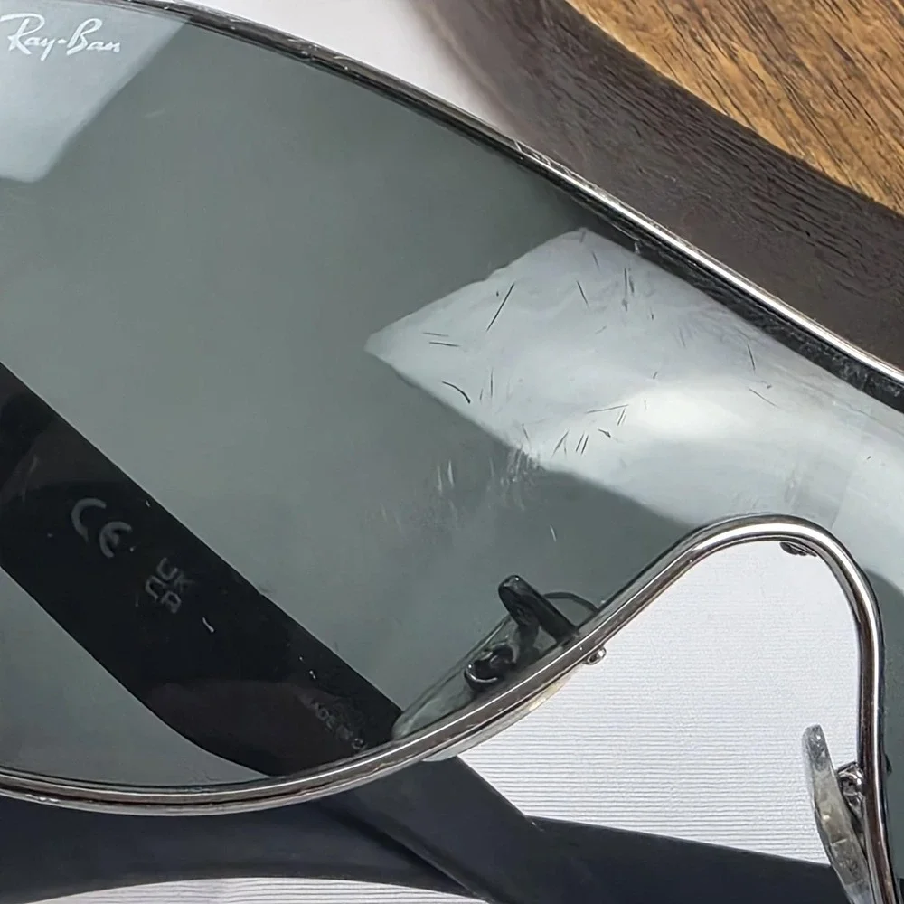 Ray-Ban RB 3471 Sunglasses Mens One Size Black Gray Tinted Metal Shield 004/71